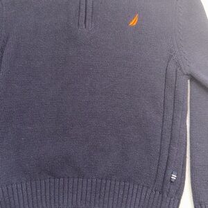 Nautica Dark Blue Sweater with Bright Orange Detail